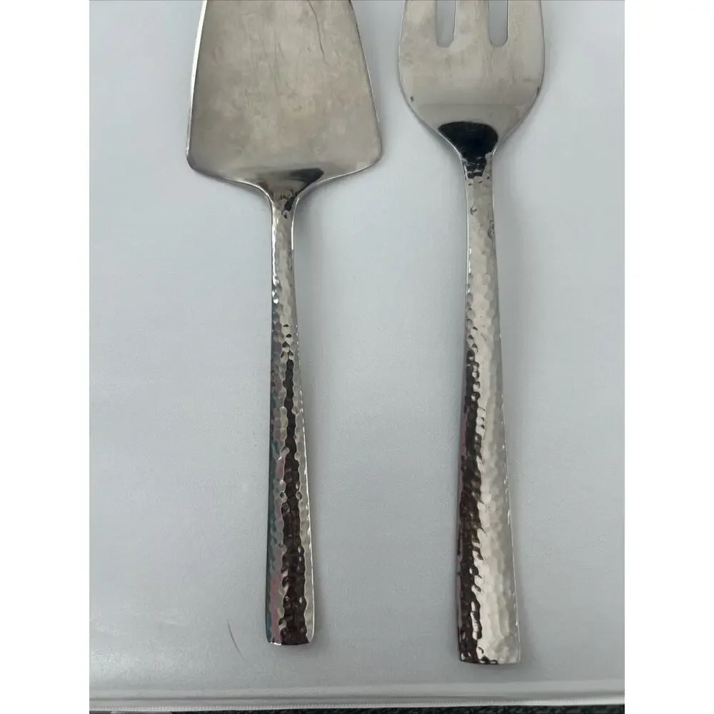 TOMODACHI Hampton Forge Ella Hammered Set Of 2 Serving Pieces Stainless Flatware